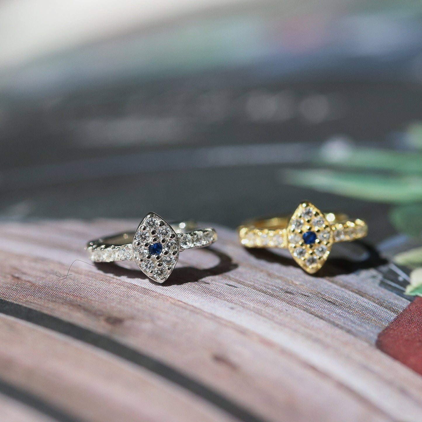 Gold Vermeil / Sterling Silver Evil Eye Hoop Earrings featuring a protective evil eye charm, crafted from high-quality silver, perfect for everyday wear or as Cartilage Helix Huggies for a stylish ear stack