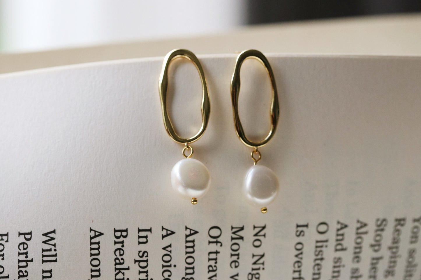 Shan&Co's Sterling Silver/Gold Vermeil Irregular Pearl Hoop Drop Earrings, featuring unique baroque pearls for a one-of-a-kind look, crafted with genuine freshwater pearls and available in sterling silver or gold vermeil.