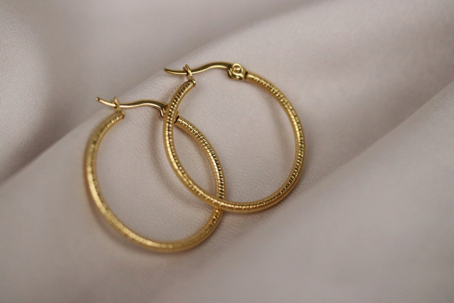 18K Gold Medium Thick Hoop Earrings •Tarnish Free Simple Hoop Earrings • Minimalist Statement Earrings •Gold Statement Earrings Gift for Her