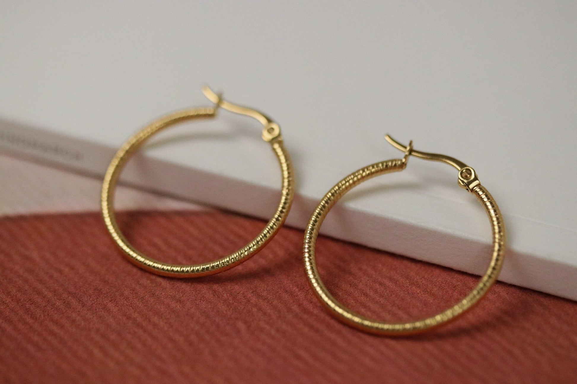 18K Gold Medium Thick Hoop Earrings •Tarnish Free Simple Hoop Earrings • Minimalist Statement Earrings •Gold Statement Earrings Gift for Her