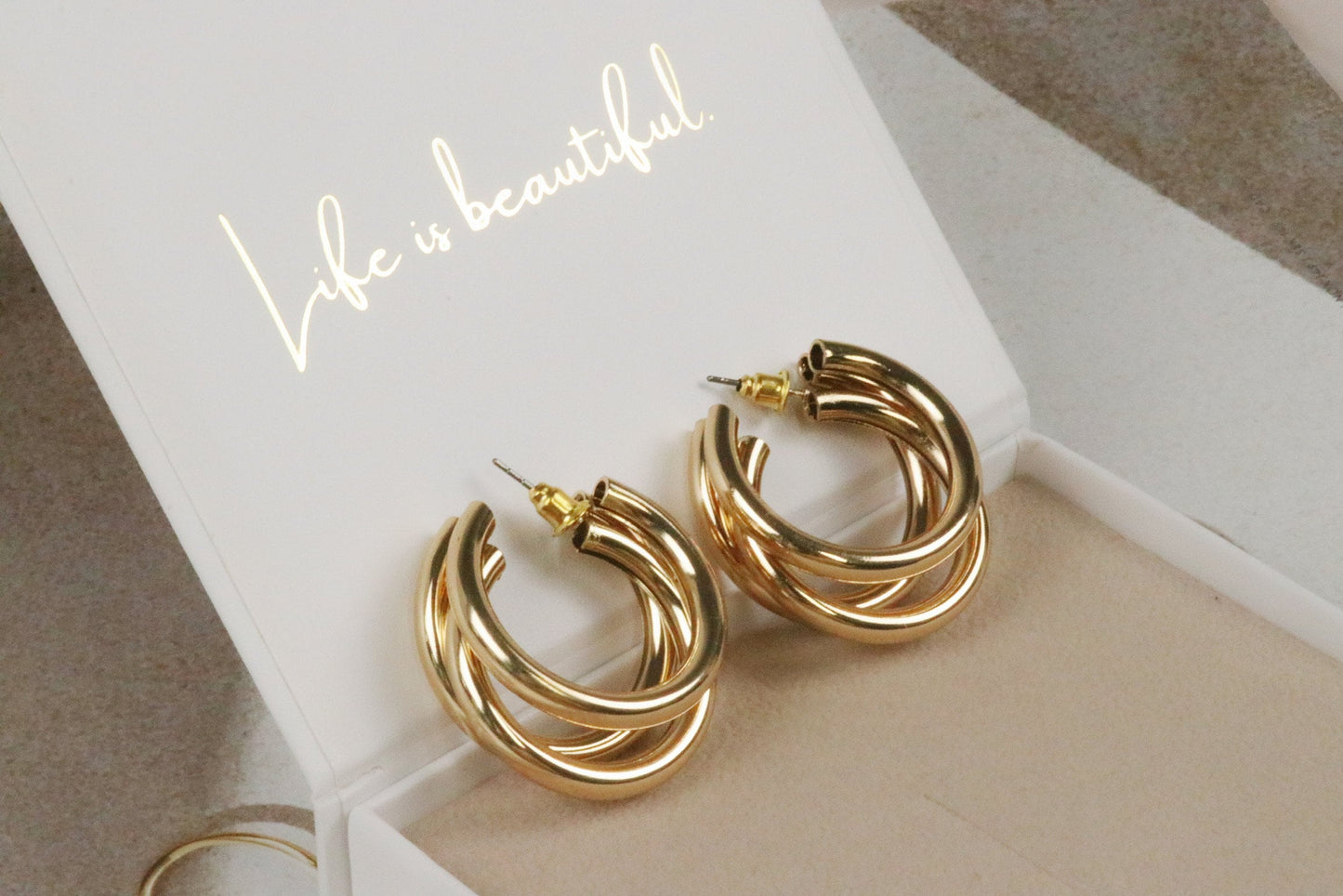 Gold Trio Layered Open Hoops Earrings of Shan & Co / Statement Gold Open Hoop Earring / Gift For BFF / Valentines Gift for Her