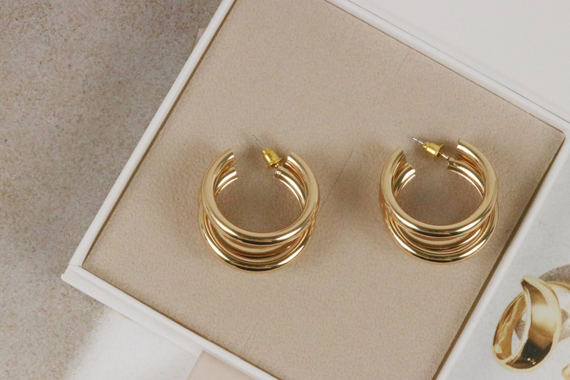 Gold Trio Layered Open Hoops Earrings of Shan & Co / Statement Gold Open Hoop Earring / Gift For BFF / Valentines Gift for Her